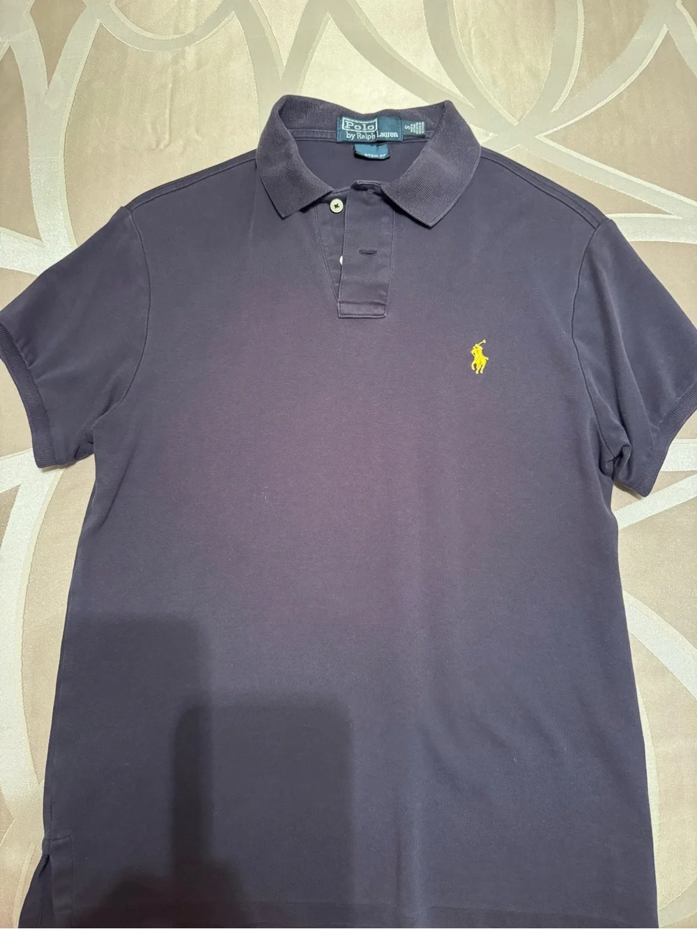 Ralph Lauren Men's Dark Navy Polo with Yellow Pony